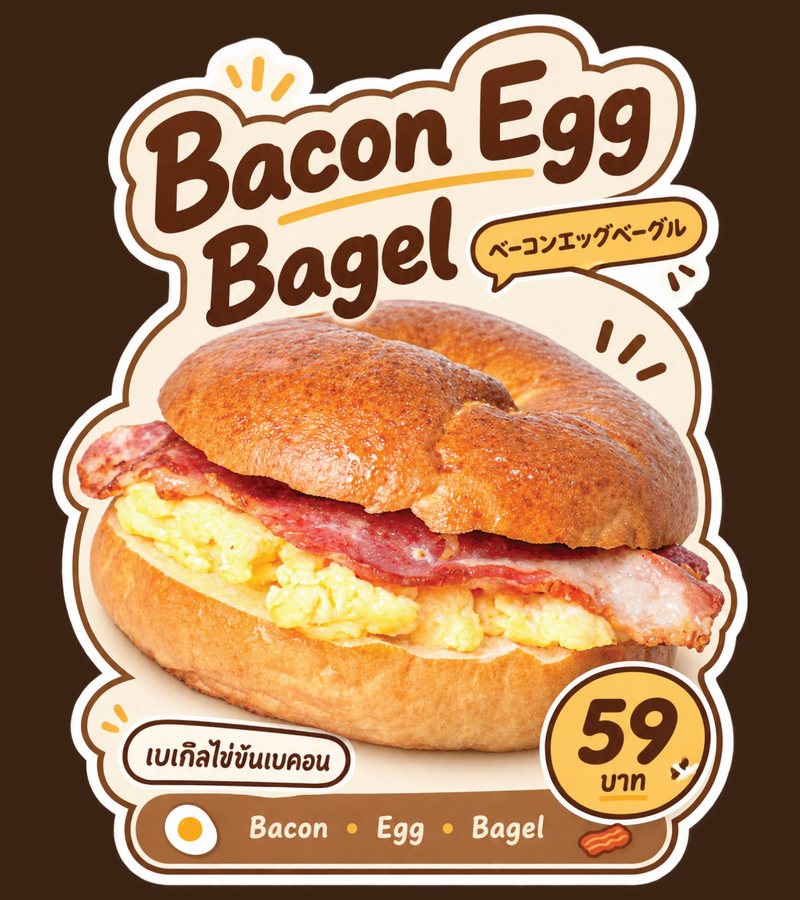 เบเกิลไข่ข้นเบคอน (Bacon Egg Bagel) — เบคอน ไข่ข้น ราคา 59 บาท